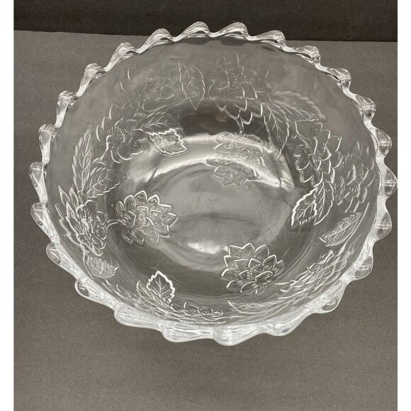 Crystal Floral Bowl Glass 10” World Showcase Scalloped Edges Salad Original Box - Picture 4 of 13